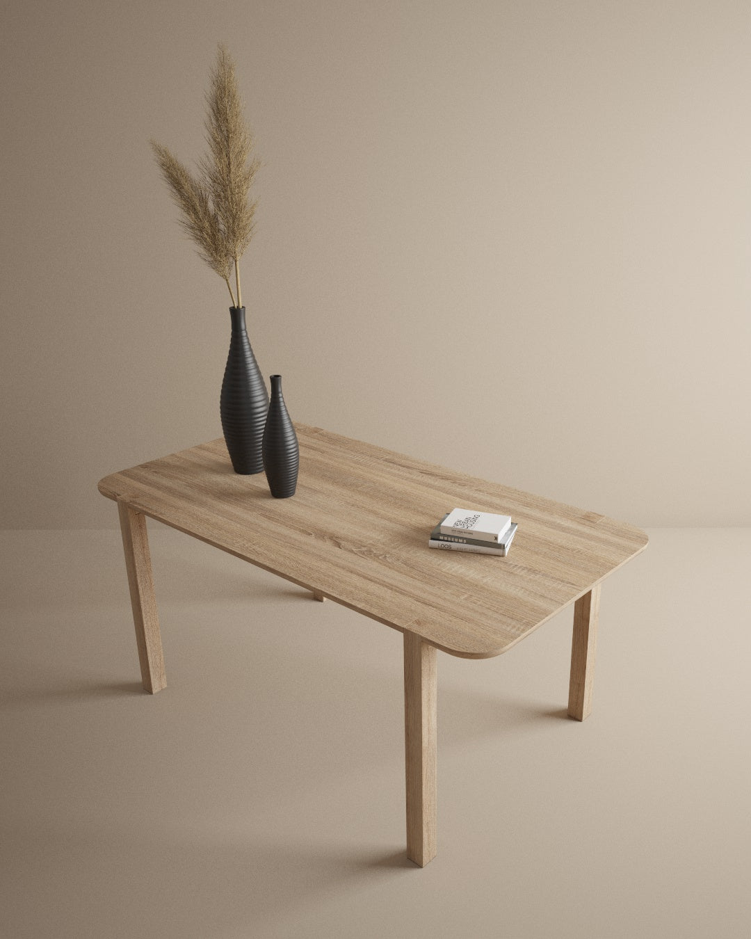 Wooden dining table top view
