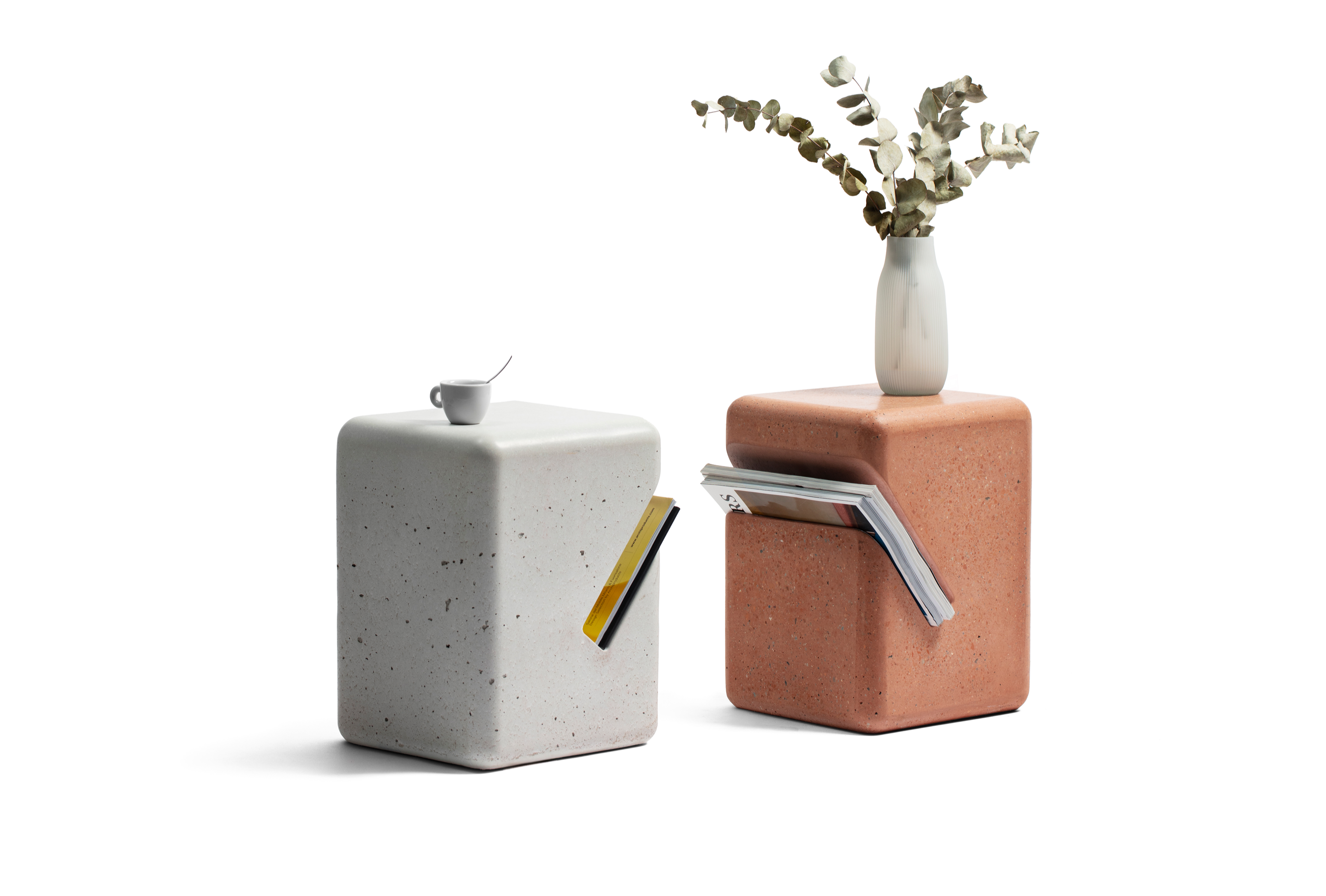 recycled concrete side tables