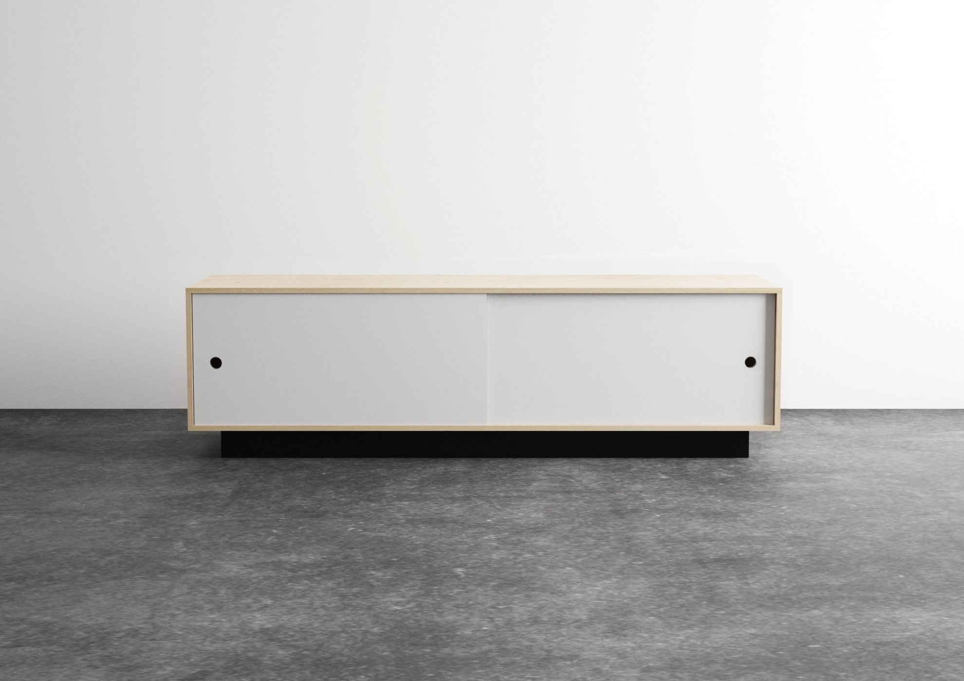 Kabinet skrinka pod TV vintage look bila white posuvne dvere sideboard
